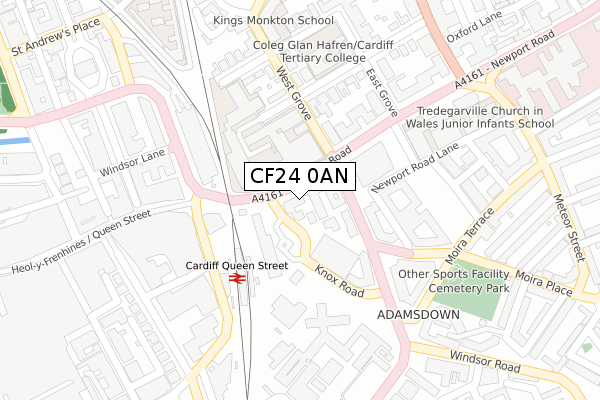 CF24 0AN map - large scale - OS Open Zoomstack (Ordnance Survey)