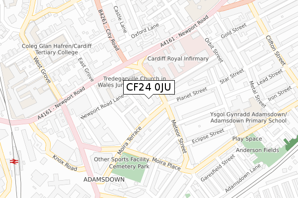 CF24 0JU map - large scale - OS Open Zoomstack (Ordnance Survey)