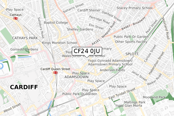 CF24 0JU map - small scale - OS Open Zoomstack (Ordnance Survey)