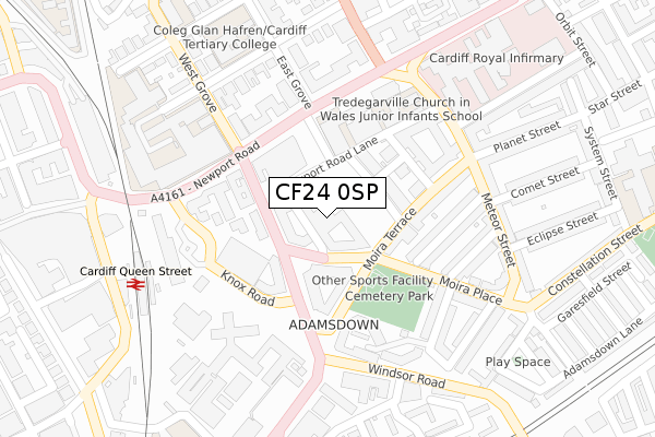 CF24 0SP map - large scale - OS Open Zoomstack (Ordnance Survey)