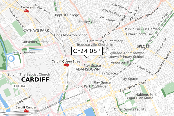 CF24 0SP map - small scale - OS Open Zoomstack (Ordnance Survey)