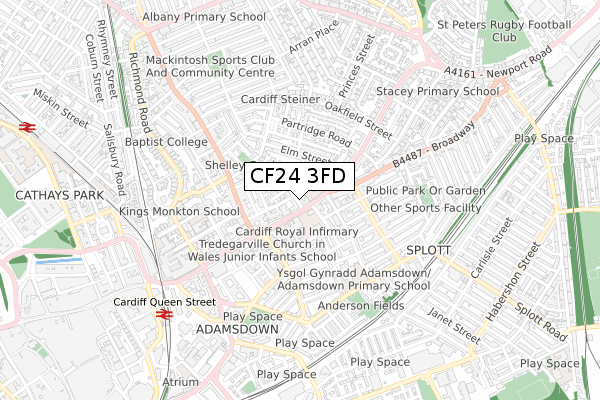 CF24 3FD map - small scale - OS Open Zoomstack (Ordnance Survey)