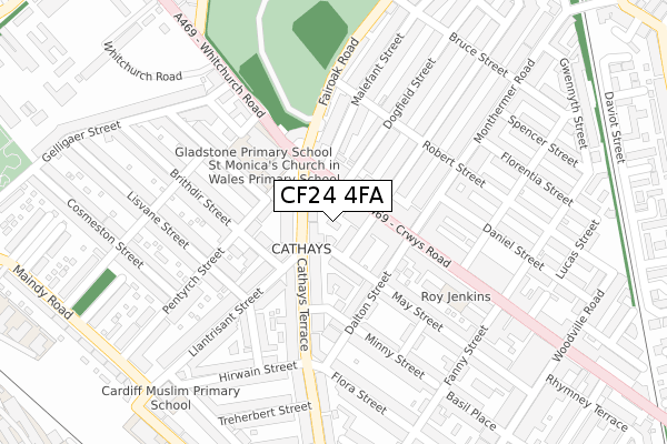 CF24 4FA map - large scale - OS Open Zoomstack (Ordnance Survey)