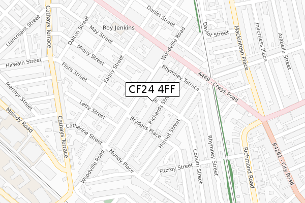 CF24 4FF map - large scale - OS Open Zoomstack (Ordnance Survey)