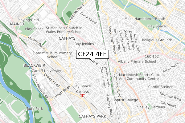 CF24 4FF map - small scale - OS Open Zoomstack (Ordnance Survey)