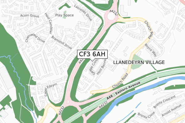 CF3 6AH map - large scale - OS Open Zoomstack (Ordnance Survey)