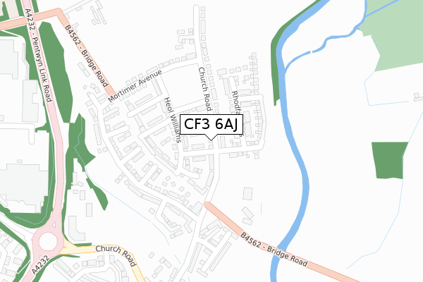 CF3 6AJ map - large scale - OS Open Zoomstack (Ordnance Survey)