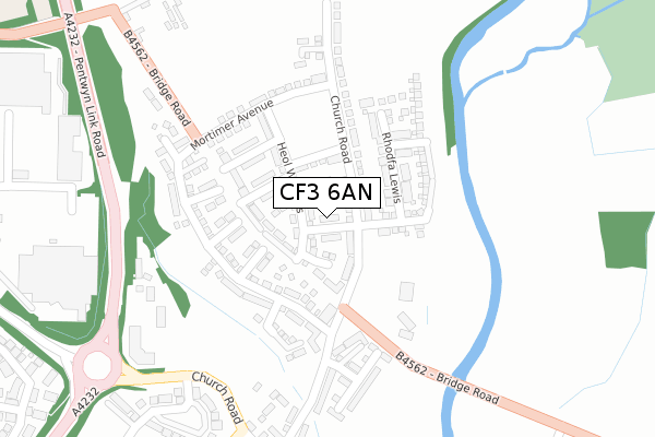 CF3 6AN map - large scale - OS Open Zoomstack (Ordnance Survey)