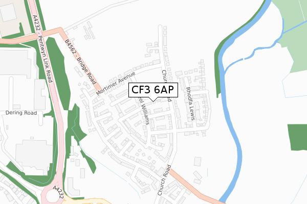 CF3 6AP map - large scale - OS Open Zoomstack (Ordnance Survey)