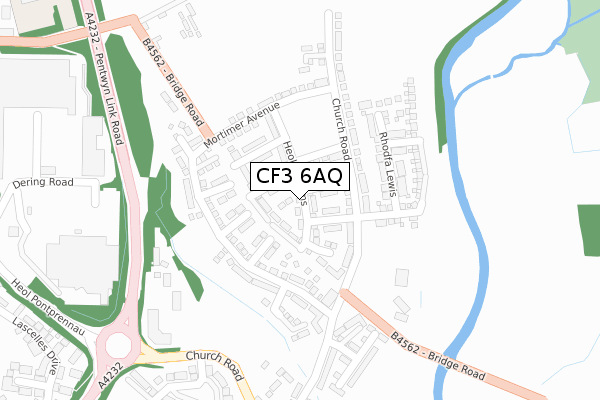 CF3 6AQ map - large scale - OS Open Zoomstack (Ordnance Survey)