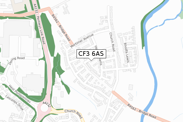 CF3 6AS map - large scale - OS Open Zoomstack (Ordnance Survey)