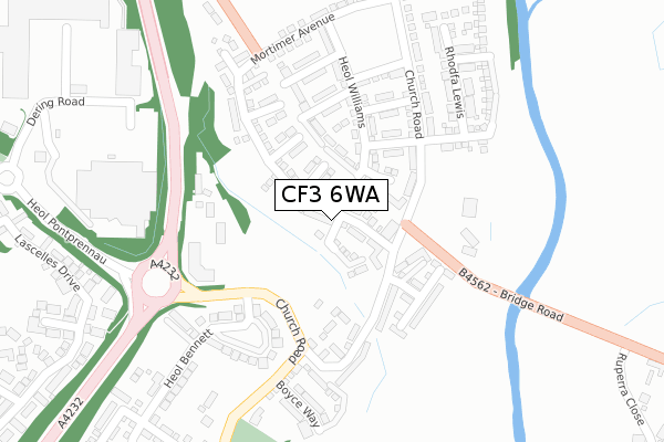 CF3 6WA map - large scale - OS Open Zoomstack (Ordnance Survey)