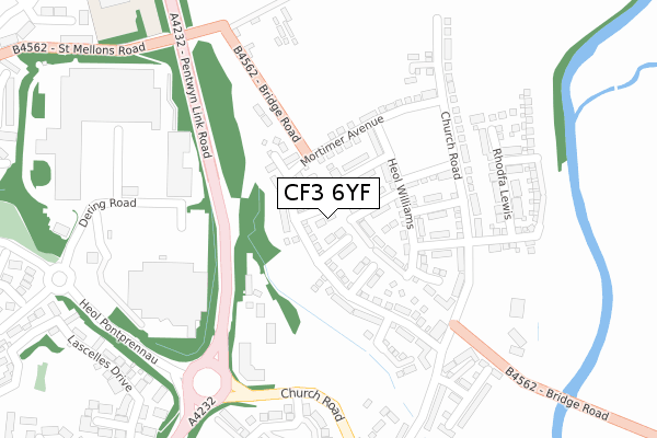 CF3 6YF map - large scale - OS Open Zoomstack (Ordnance Survey)