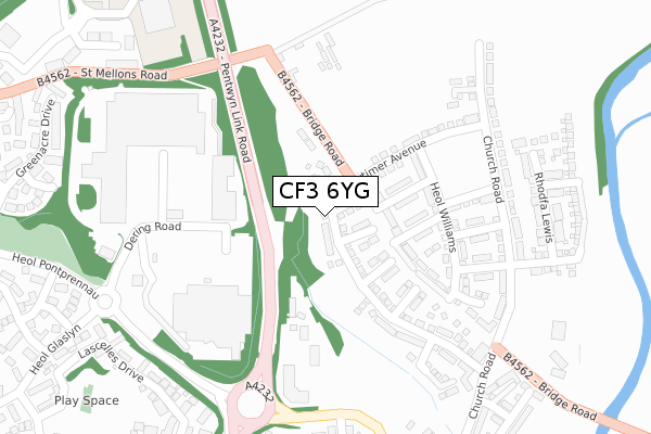 CF3 6YG map - large scale - OS Open Zoomstack (Ordnance Survey)