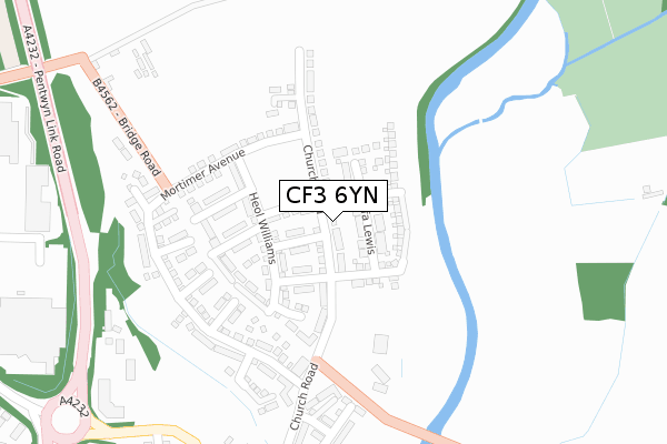 CF3 6YN map - large scale - OS Open Zoomstack (Ordnance Survey)