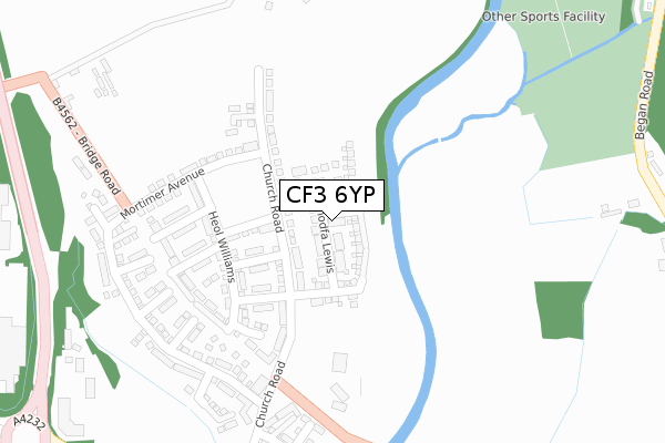 CF3 6YP map - large scale - OS Open Zoomstack (Ordnance Survey)