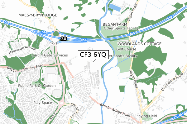 CF3 6YQ map - small scale - OS Open Zoomstack (Ordnance Survey)