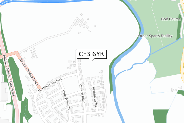 CF3 6YR map - large scale - OS Open Zoomstack (Ordnance Survey)