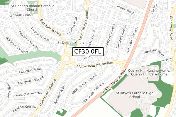 CF30 0FL map - large scale - OS Open Zoomstack (Ordnance Survey)