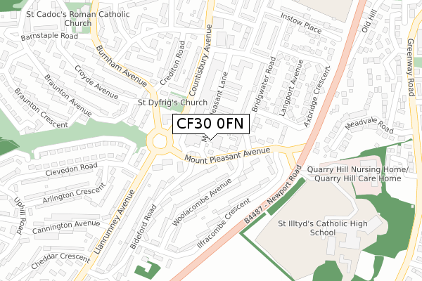 CF30 0FN map - large scale - OS Open Zoomstack (Ordnance Survey)