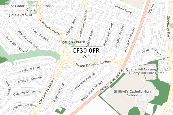 CF30 0FR map - large scale - OS Open Zoomstack (Ordnance Survey)