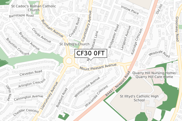 CF30 0FT map - large scale - OS Open Zoomstack (Ordnance Survey)