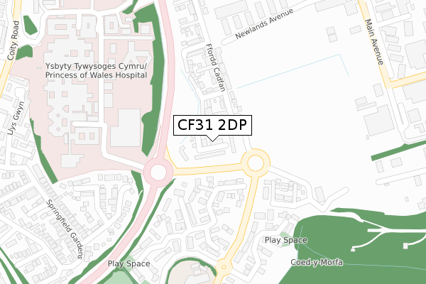 CF31 2DP map - large scale - OS Open Zoomstack (Ordnance Survey)