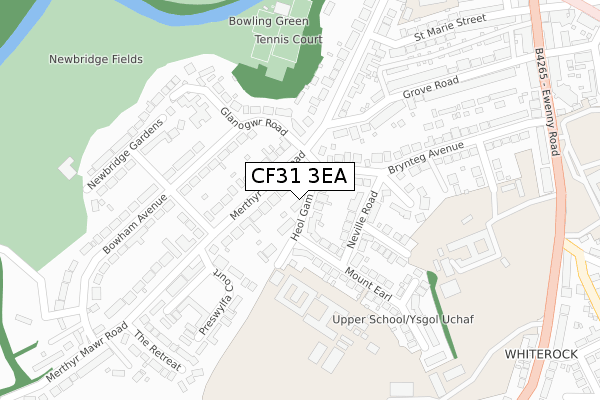 CF31 3EA map - large scale - OS Open Zoomstack (Ordnance Survey)