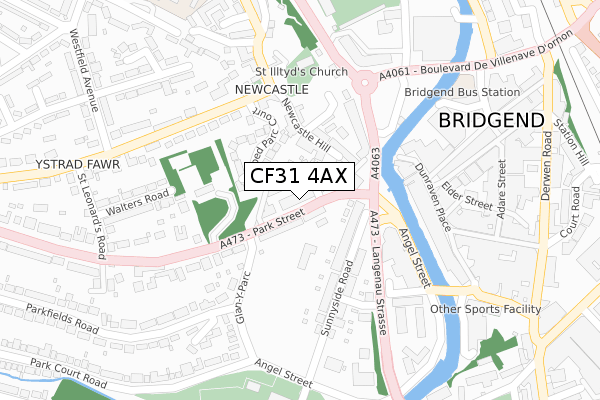 CF31 4AX map - large scale - OS Open Zoomstack (Ordnance Survey)