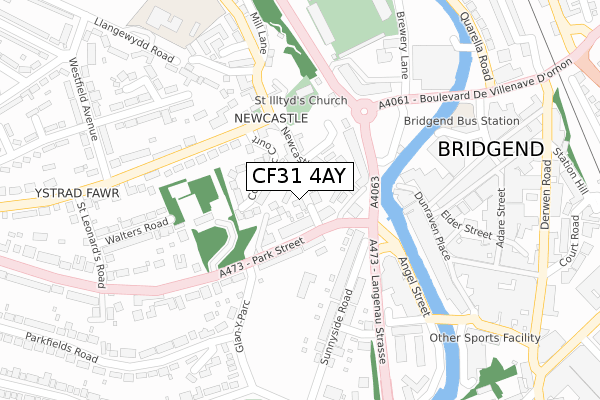 CF31 4AY map - large scale - OS Open Zoomstack (Ordnance Survey)