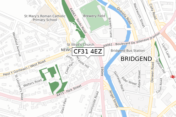 CF31 4EZ map - large scale - OS Open Zoomstack (Ordnance Survey)