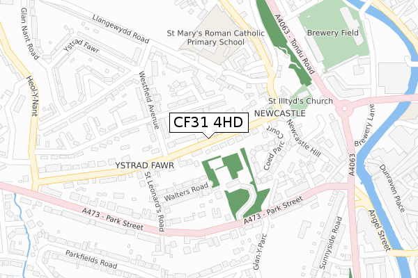 CF31 4HD map - large scale - OS Open Zoomstack (Ordnance Survey)