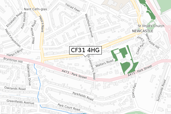 CF31 4HG map - large scale - OS Open Zoomstack (Ordnance Survey)