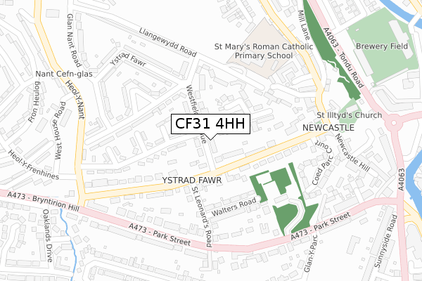 CF31 4HH map - large scale - OS Open Zoomstack (Ordnance Survey)