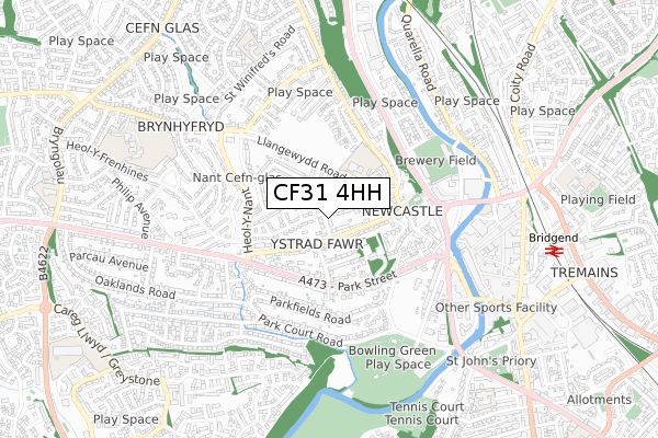 CF31 4HH map - small scale - OS Open Zoomstack (Ordnance Survey)