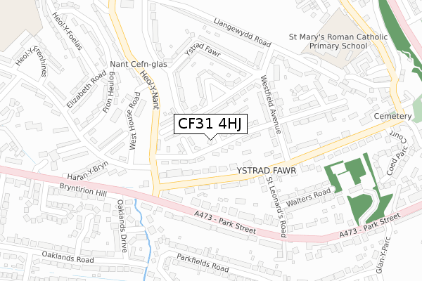 CF31 4HJ map - large scale - OS Open Zoomstack (Ordnance Survey)