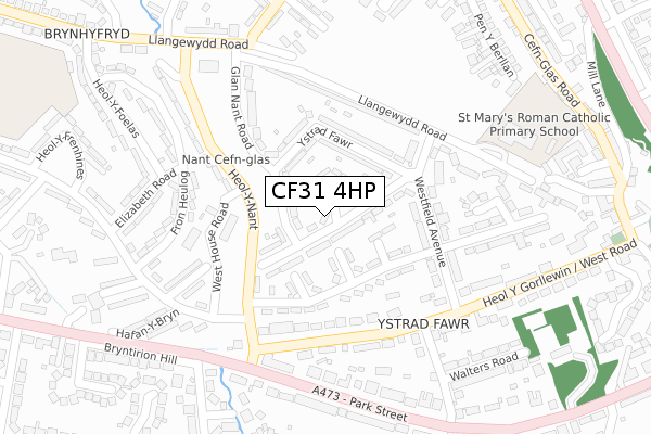 CF31 4HP map - large scale - OS Open Zoomstack (Ordnance Survey)