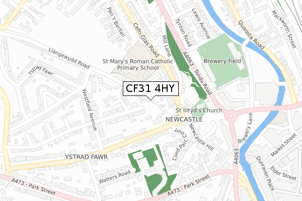 CF31 4HY map - large scale - OS Open Zoomstack (Ordnance Survey)