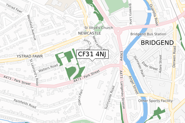 CF31 4NJ map - large scale - OS Open Zoomstack (Ordnance Survey)