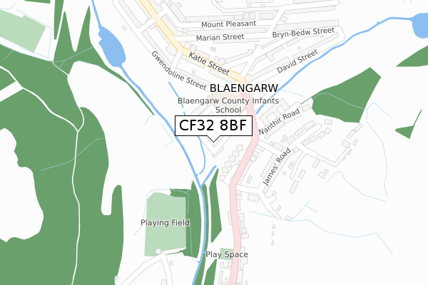 CF32 8BF map - large scale - OS Open Zoomstack (Ordnance Survey)