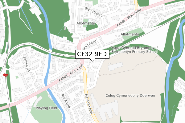 CF32 9FD map - large scale - OS Open Zoomstack (Ordnance Survey)