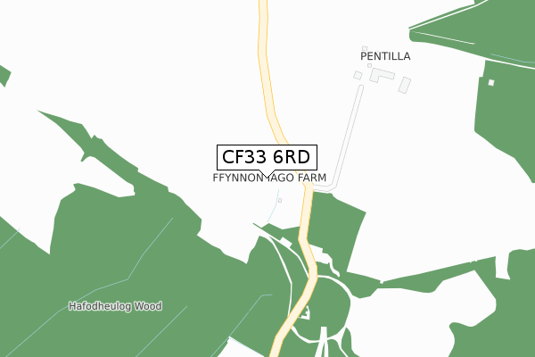 CF33 6RD map - large scale - OS Open Zoomstack (Ordnance Survey)