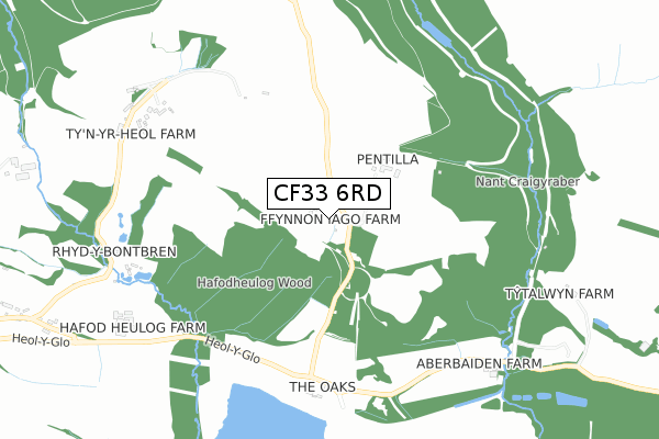 CF33 6RD map - small scale - OS Open Zoomstack (Ordnance Survey)