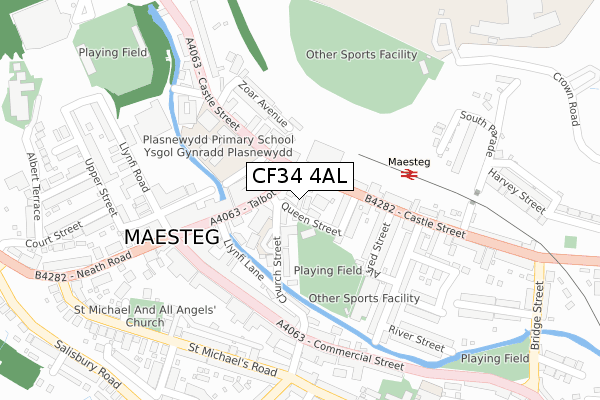 CF34 4AL map - large scale - OS Open Zoomstack (Ordnance Survey)