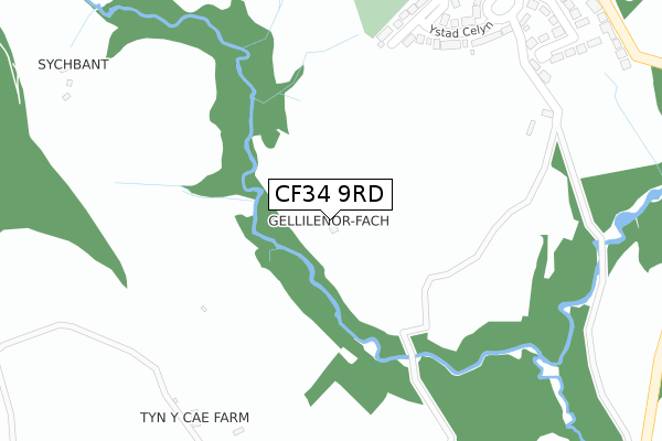 CF34 9RD map - large scale - OS Open Zoomstack (Ordnance Survey)