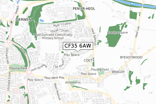 CF35 6AW map - small scale - OS Open Zoomstack (Ordnance Survey)