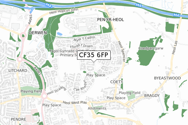 CF35 6FP map - small scale - OS Open Zoomstack (Ordnance Survey)