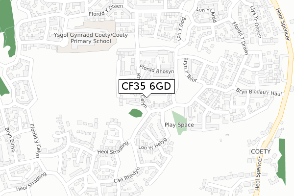 CF35 6GD map - large scale - OS Open Zoomstack (Ordnance Survey)