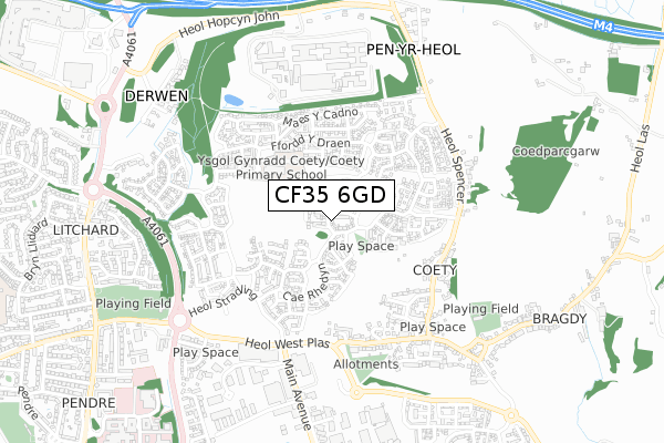 CF35 6GD map - small scale - OS Open Zoomstack (Ordnance Survey)