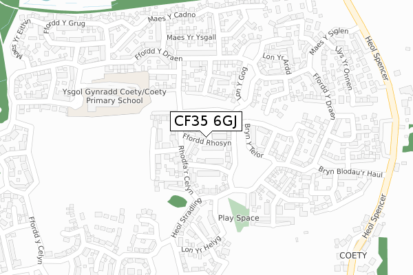 CF35 6GJ map - large scale - OS Open Zoomstack (Ordnance Survey)